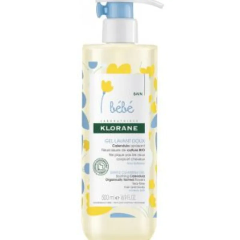 Klorane – Gel lavant doux au Calendula apaisant – Bébé – Corps et cheveux – Peau normale 500 ml –  | Parasativa Maroc