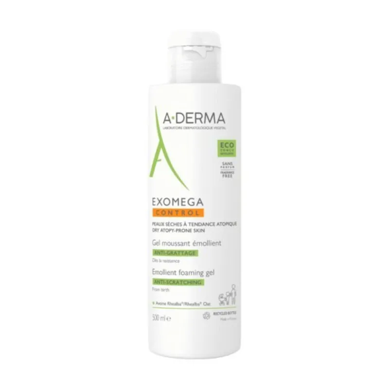 A-DERMA — EXOMEGA CONTROL GEL MOUSSANT ÉMOLLIENT ANTI-GRATTAGE 500 ml –  | Parasativa Maroc