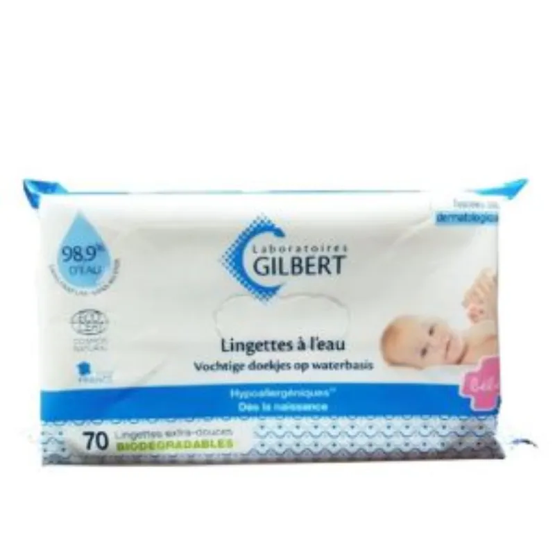 Gilbert Lingettes Bébé à l’Eau Biodégradables – 70 lingettes –  | Parasativa Maroc