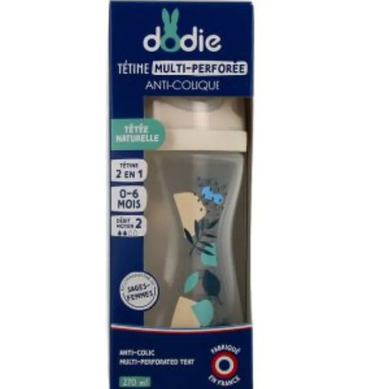 Dodie Biberon Multi Perfore Tetine Debit 2 Bleu 0-6mois 270ml –  | Parasativa Maroc
