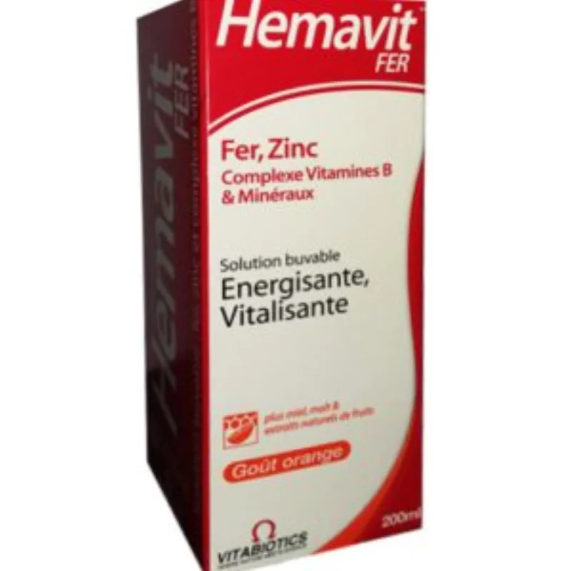 Vitabiotics – Hemavit Fer Complexes Vitamines B et Minéraux Liquide – 200ml –  | Parasativa Maroc