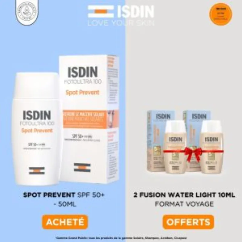 ISDIN Foto Ultra Spot Prevent Fusion Fluid Spf50+50ml = 2 Miniatures Fusion Water 10ml Offerts –  | Parasativa Maroc