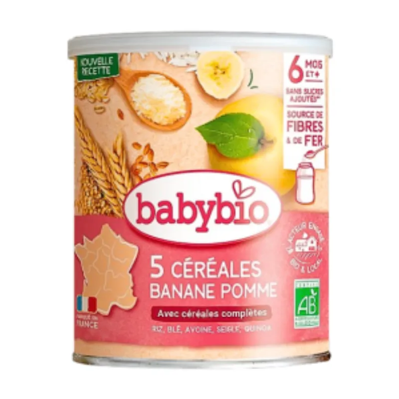 Babybio 5 Cereales Banane Pomme 220g –  | Parasativa Maroc