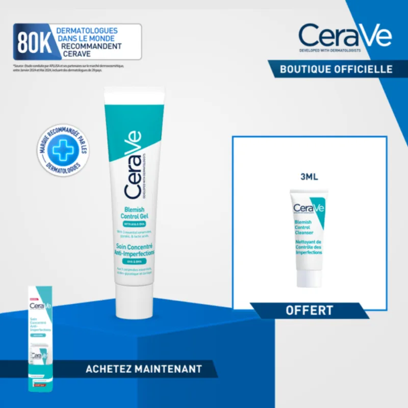 CeraVe Soin Concentré Anti-Imperfections |Peau Grasse à Tendance Acnéique | 40ml = Miniature Offerte –  | Parasativa Maroc