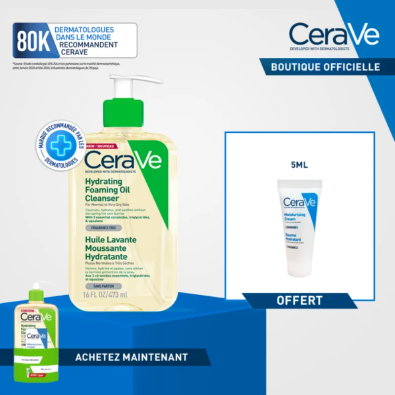 CeraVe Huile Lavante Moussante Hydratante Peau Très Sèche à Atopique | 473ml = Baume Miniature Offe –  | Parasativa Maroc