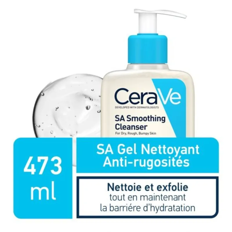 CeraVe SA Gel Nettoyant Anti-Rugosités | Peau Sèche Et Rugueuse | 473ml –  | Parasativa Maroc