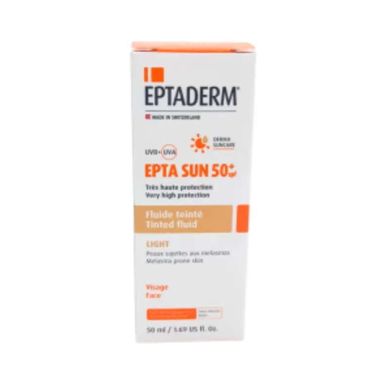 Eptaderm Epta Sun spf50+ Fluide Teinte Light 50ml –  | Parasativa Maroc