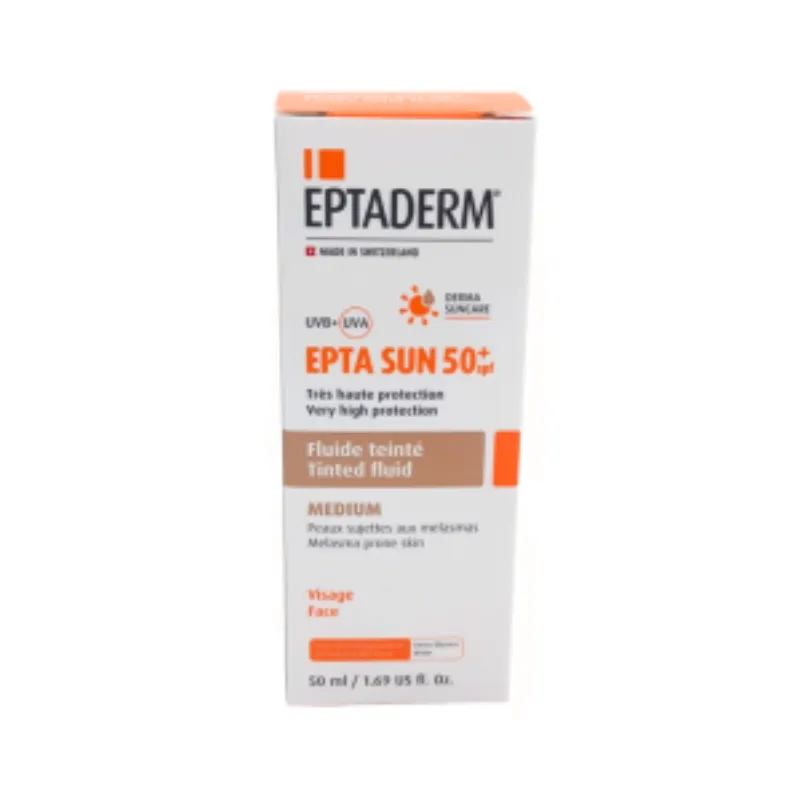 Eptaderm Epta Sun spf50+ Fluide Teinte Medium 50ml –  | Parasativa Maroc