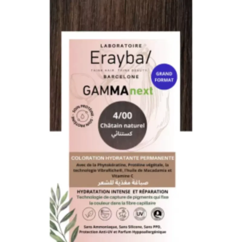 Erayba Gamma Next Coloration 4/00 chatin naturel Coloration Hydratante Permanente –  | Parasativa Maroc