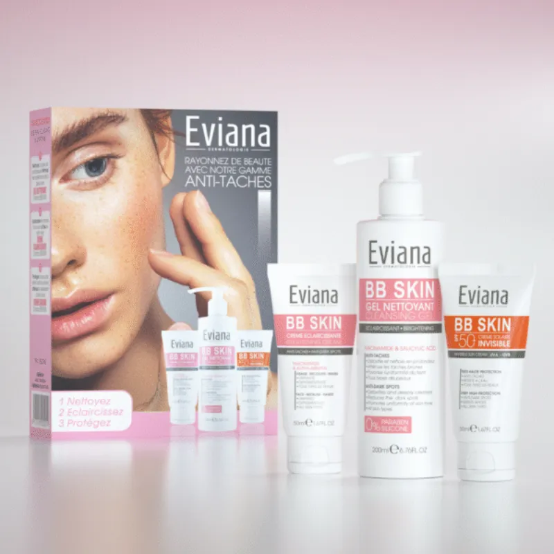 Eviana Creme Eclaircissant + Gel Nettoyant + Ecran Invisible PACK –  | Parasativa Maroc