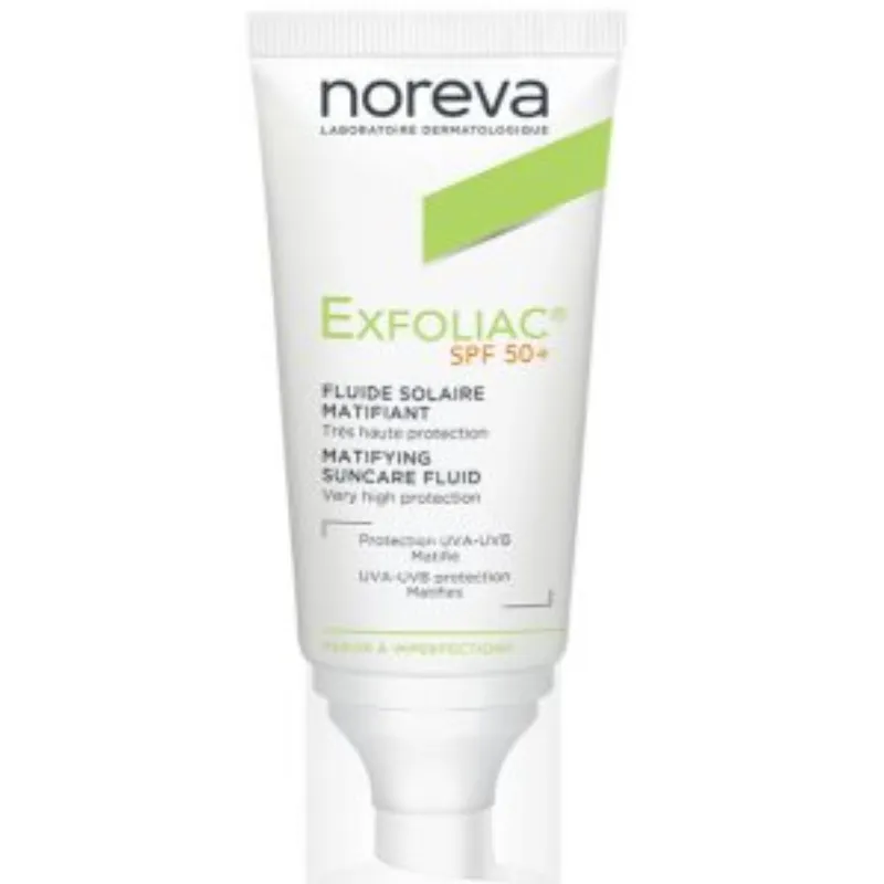 NOREVA EXFOLIAC FLUIDE SOLAIRE MATIFIANT SPF50+ 40ml –  | Parasativa Maroc