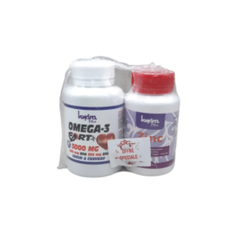 Hydra Plus Omega 3 Fort 60 Comprimes+Zinc 36 Comprimes Pack –  | Parasativa Maroc