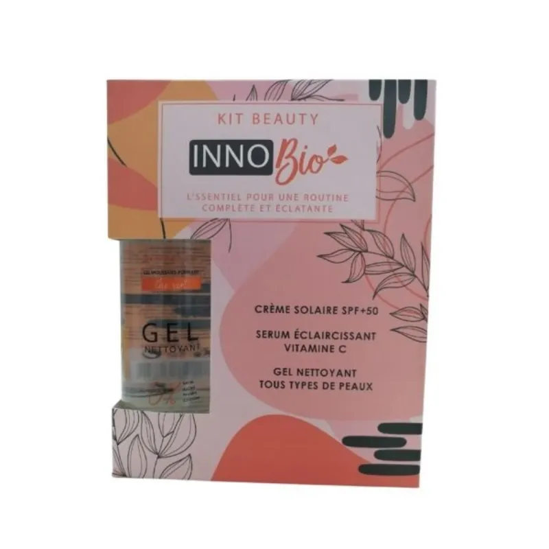 Inno Bio Kit Beauty Creme Solaire spf50+ + Serum Eclat Vitamine C + Gel Nettoyant –  | Parasativa Maroc