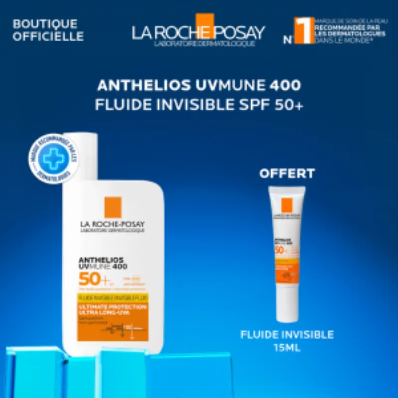 La Roche Posay Anthelios Fluide UVMUNE 400 Invisible spf50+ 50ml+Rp Anth 15ml Pack –  | Parasativa Maroc