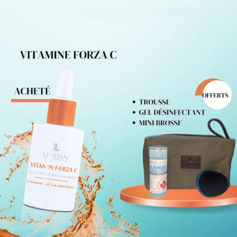 Lendan Vitamin Forza C Serum Facial Reparateur 30 ml = Trousse + Désinfectant + Brosse Offerts –  | Parasativa Maroc