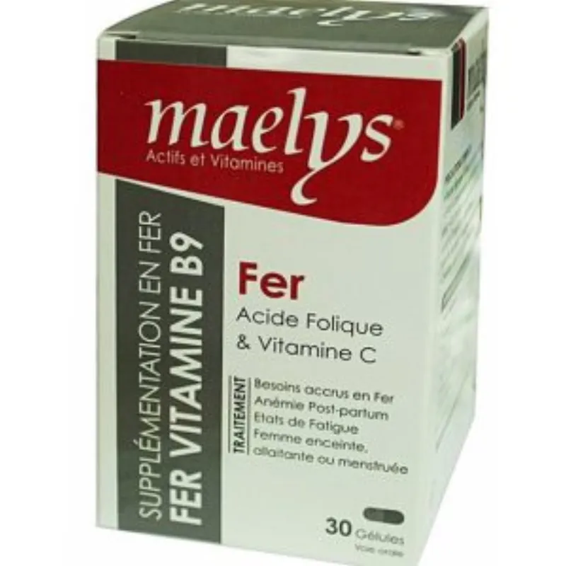 Maelys Fer Acide Folique et Vitamine C – 30 Gélules