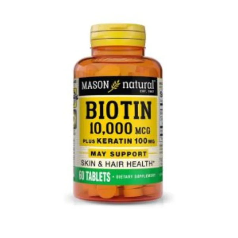 Mason Natural Biotin 10000mcg plus keratin 100mg 60 tablets –  | Parasativa Maroc