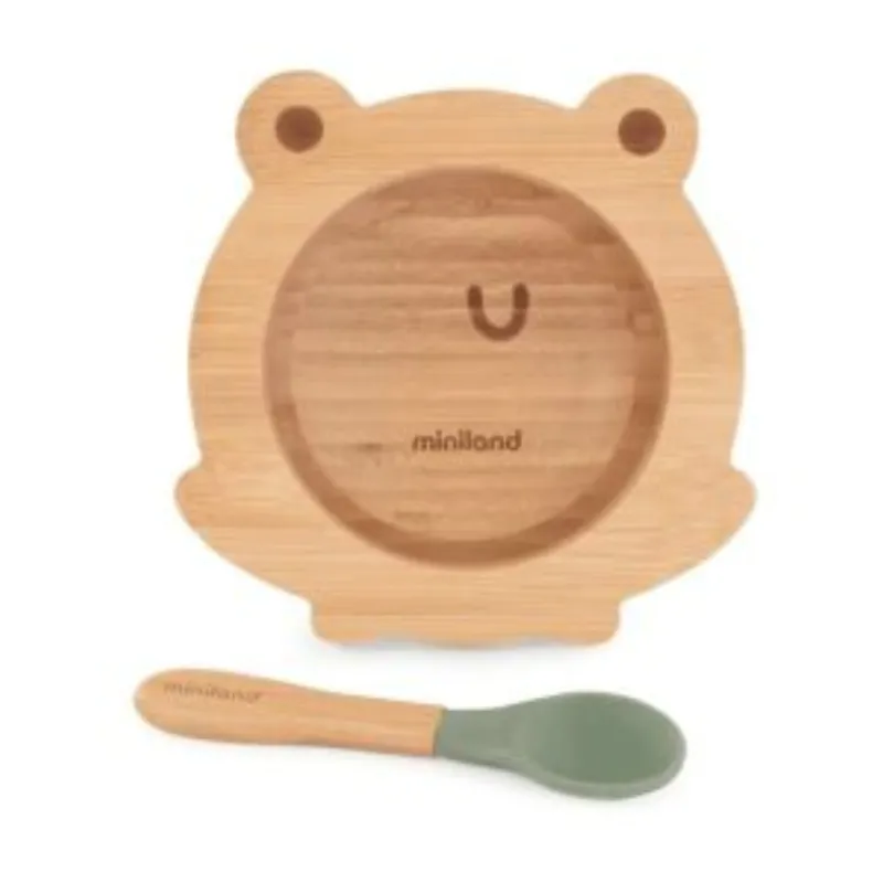 Miniland Bol et Cuillère en Bois Grenouille –  | Parasativa Maroc
