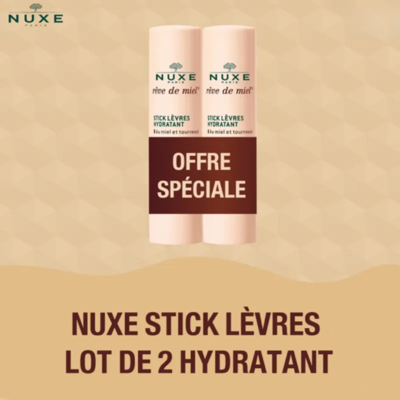 NUXE Rêve de Miel – Stick Lèvres Hydratant Lot de 2 –  | Parasativa Maroc