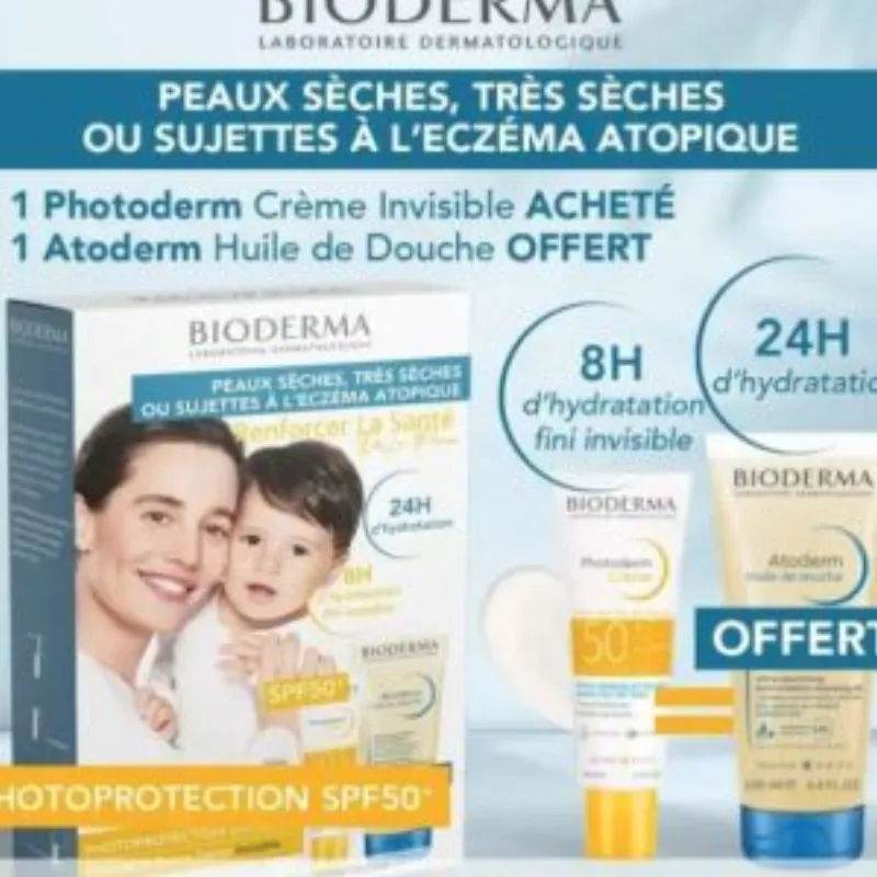Photoderm Creme Invisible Spf50 + Atoderm Huile Douche PACK –  | Parasativa Maroc