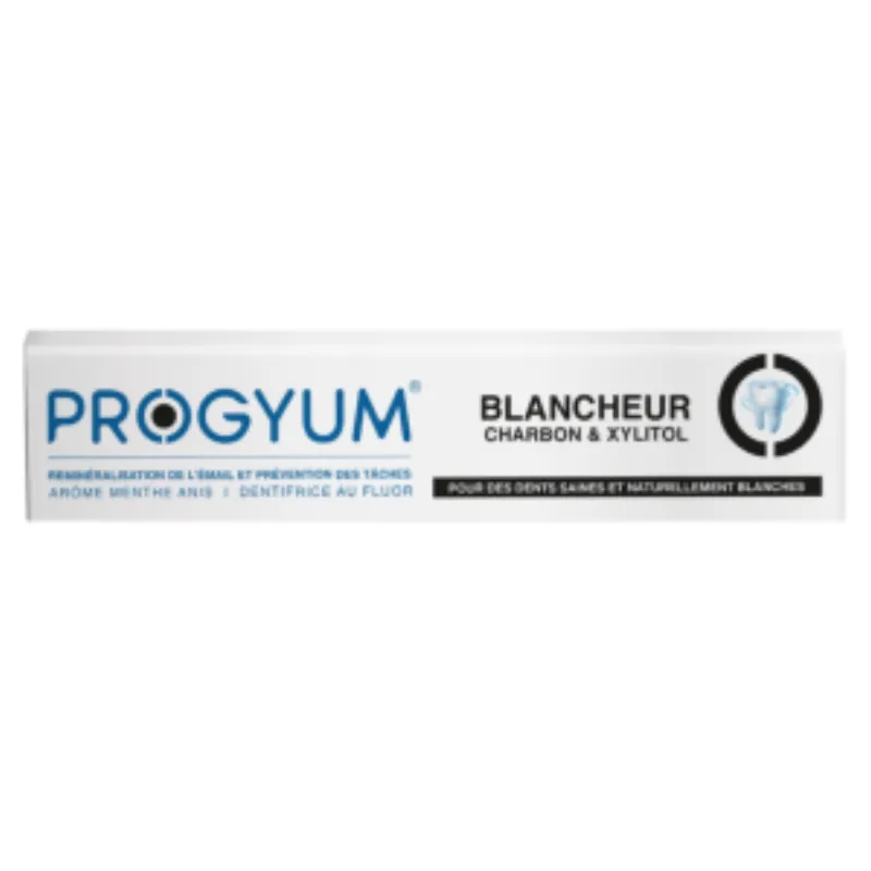 Progyum Dentifrice Blancheur Charbon & Xylitol – 75ml –  | Parasativa Maroc