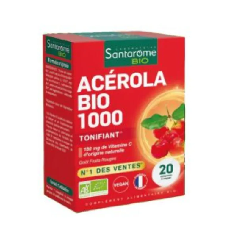 SANTAROME ACEROLA 1000 TUBE 20 COMPRIMES –  | Parasativa Maroc