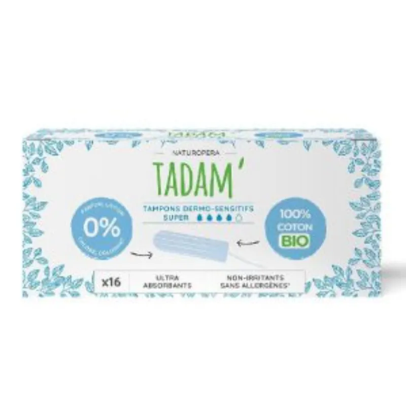 Tadam Tampons Coton Bio Super 16 Unités –  | Parasativa Maroc