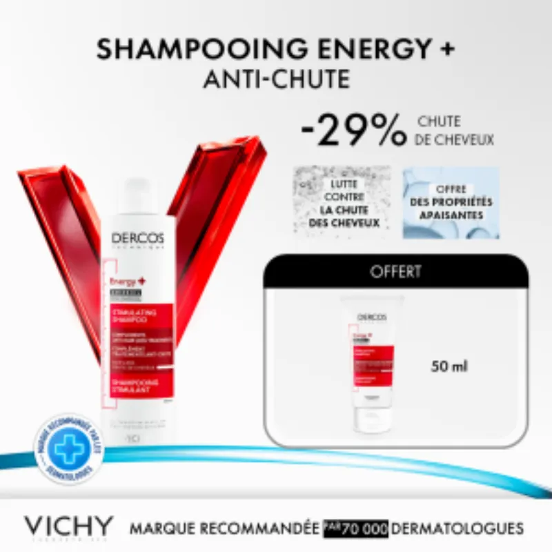 Vichy Dercos Technique ENERGY+ Shampooing Stimulant Anti-Chute | 200ml = 1 Shampooing miniature Offert –  | Parasativa Maroc