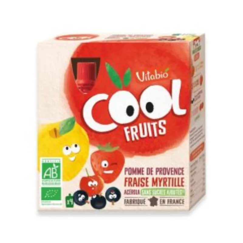 VITABIO COOL FRUITS POMME FRAISE MYRTILLE 4 X 90G –  | Parasativa Maroc