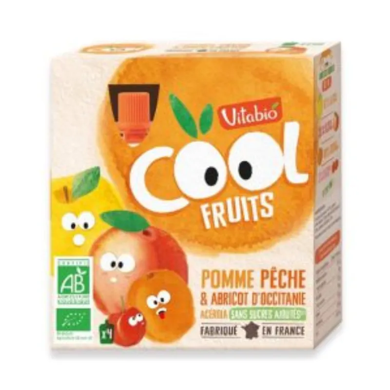 VITABIO COOL FRUITS POMME PECHE ABRICOT 4 X 90G –  | Parasativa Maroc