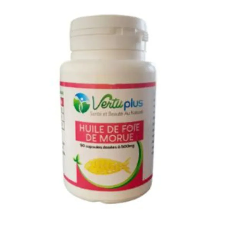 Vertu Plus Huile de foie de morue 500mg 90 capsules –  | Parasativa Maroc
