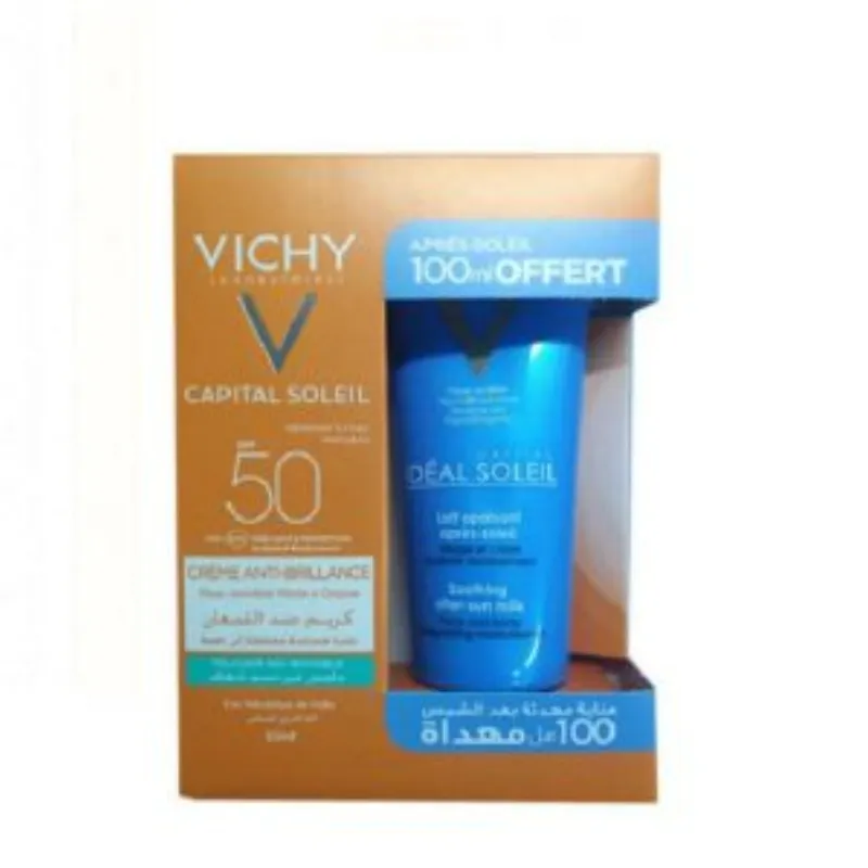 Vichy Capital soleil Crème Anti-brillance + Après Soleil 100ml Pack –  | Parasativa Maroc