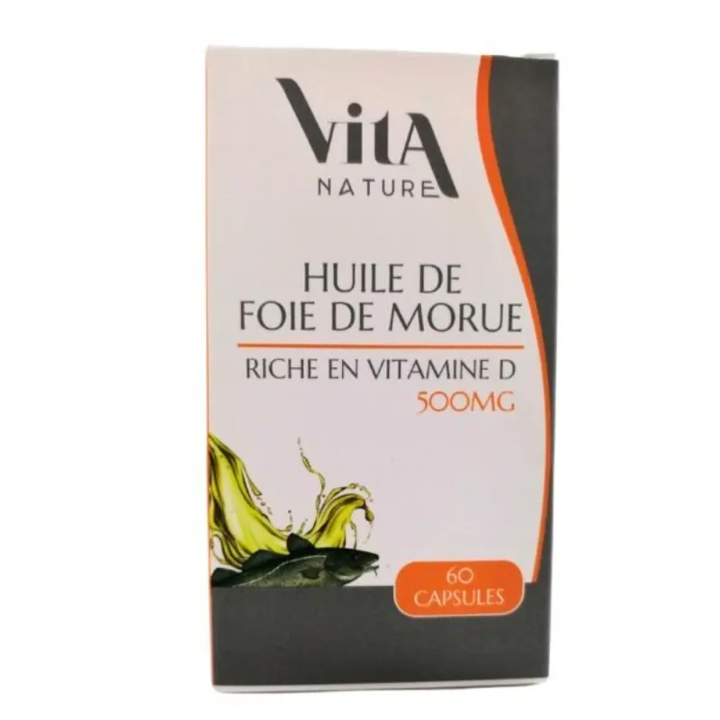 Vita Nature Huile de foie de Morue 500mg 60 capsules –  | Parasativa Maroc