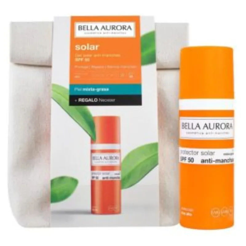 Bella aurora Gel Creme Solaire SPF 50+ Peaux mixte à grasses 50ml + Trousse –  | Parasativa Maroc