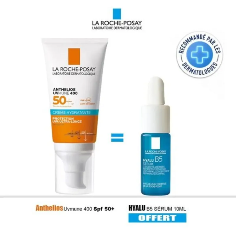 La Roche-Posay ANTHELIOS UVMune 400 Crème Solaire Teintée = Hyalu B5 Sérum 10ml Offert –  | Parasativa Maroc