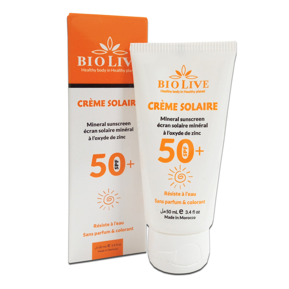 BIOLIVE ECRAN SOLAIRE MINERAL 50SPF 50mL –  | Parasativa Maroc