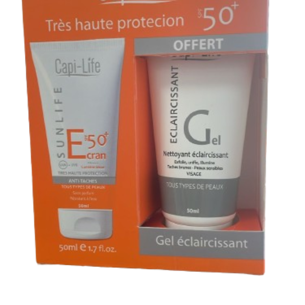 CAPI-LIFE Ecran solaire anti-taches +gel eclarcissant 50ml offert –  | Parasativa Maroc