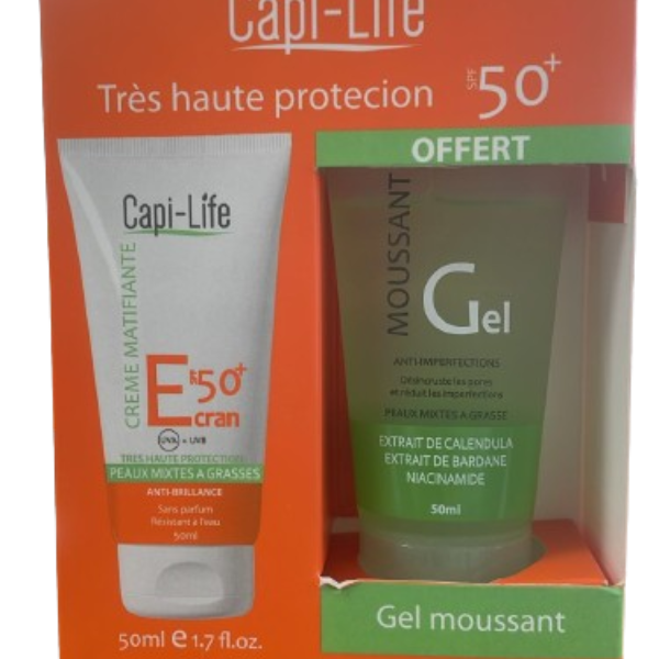 CAPI-LIFE Ecran solaire matifiant+ gel nettoyant 50ml offert –  | Parasativa Maroc
