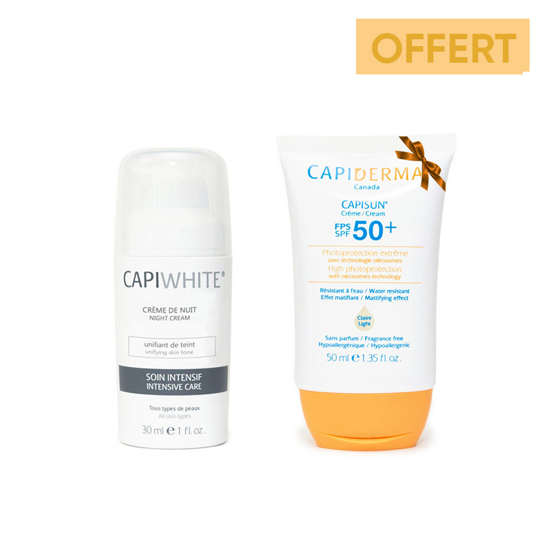 CAPIDERMA [CAPIWHITE HQ SOIN DEPIGMENTANT INTENSIF]=[CAPISUN SPF50 ECRAN] OFFERT –  | Parasativa Maroc