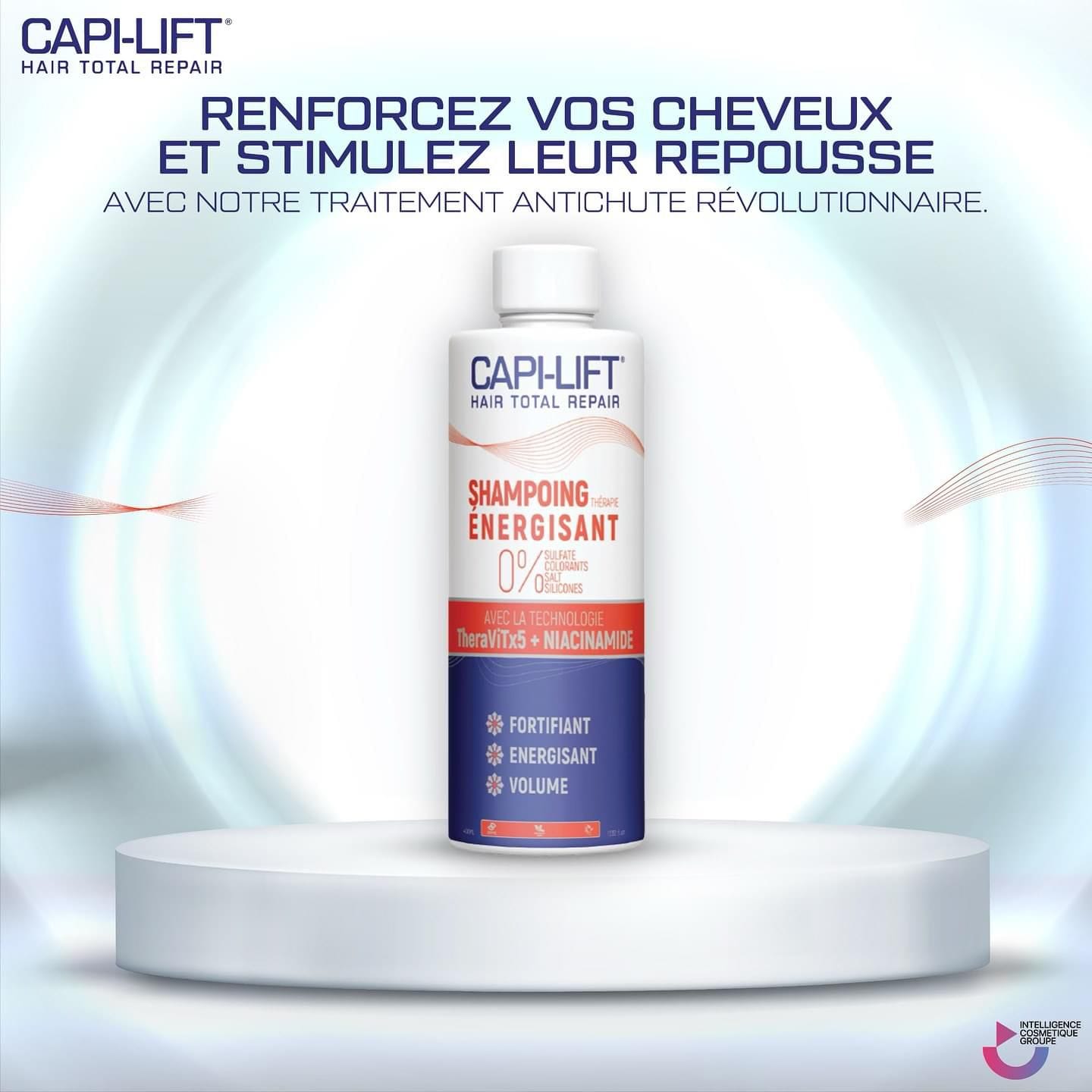 CAPILIFT SHAMPOING ENERGISANT THERAVITX5 + NIACINAMIDE 400 ML –  | Parasativa Maroc