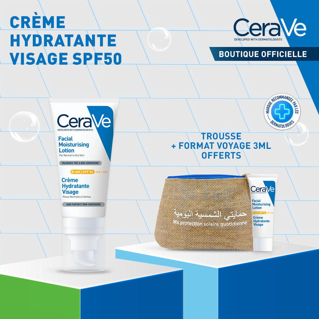 CERAVE CREME HYDRATANTE VISAGE SPF50 52mL –  | Parasativa Maroc