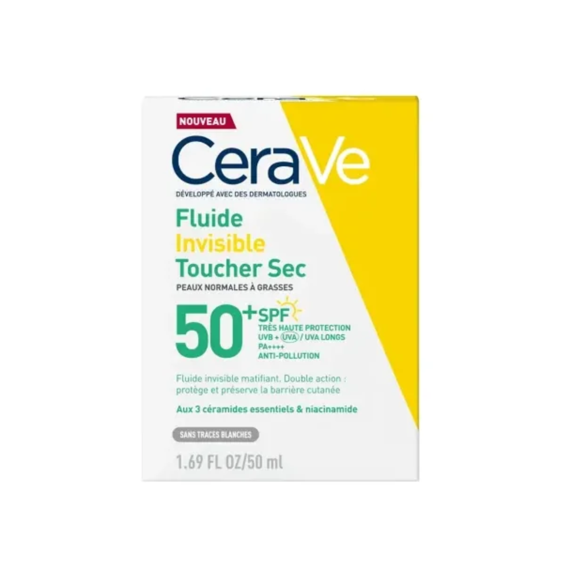 CERAVE FLUIDE INVISIBLE TOUCHER SEC SPF50+ 50ML –  | Parasativa Maroc