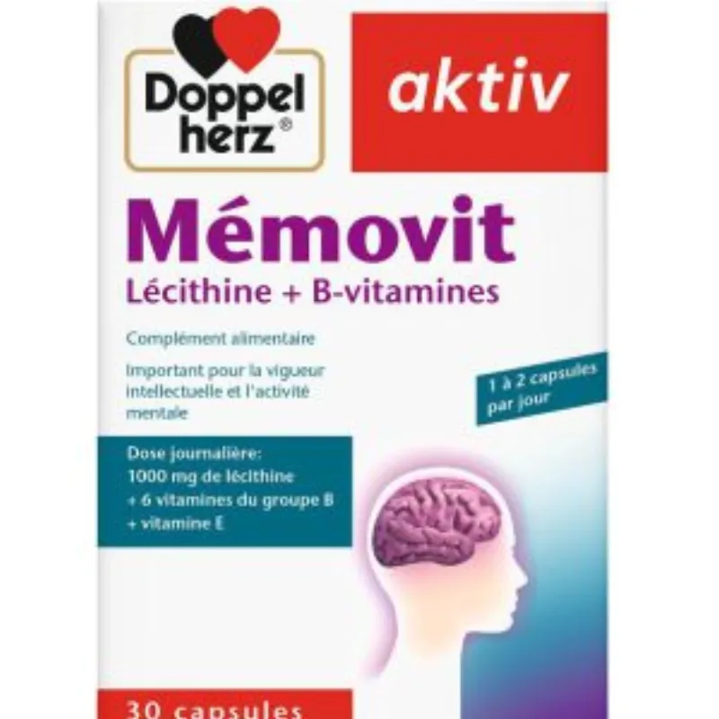 Doppel Herz Aktiv Mémovit Lécithine + B-vitamines 30 Capsules –  | Parasativa Maroc