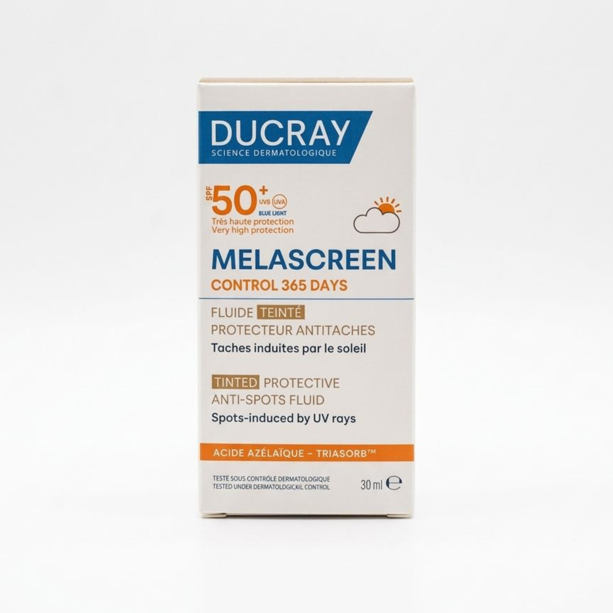 DUCRAY MELASCREEN FLUIDE TEINTÉ ANTITACHES SPF50+ – 30ML –  | Parasativa Maroc