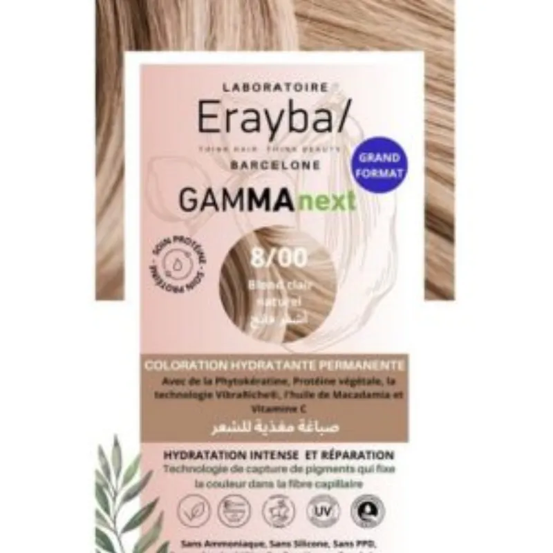 Erayba Gamma Next Coloration 8/00 Blond clair Natural Coloration Hydratante Permanente –  | Parasativa Maroc