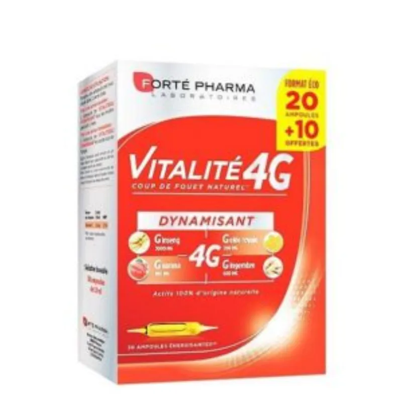 Forté Pharma Vitalité 4g Dynamisant – 20 Ampoules +10 offertes –  | Parasativa Maroc