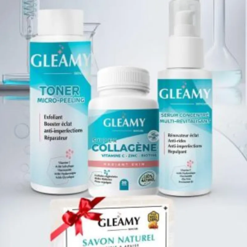 Gleamy Routine Peau Complete Toner 100ml +  Collagene Boite de 30 Gélules +Serum 50ml = Savon Offert –  | Parasativa Maroc