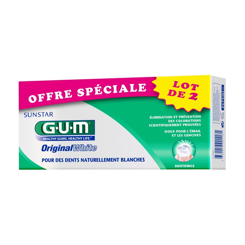 GUM ORIGINAL WHITE DENTIFRICE PACK 2x75mL –  | Parasativa Maroc