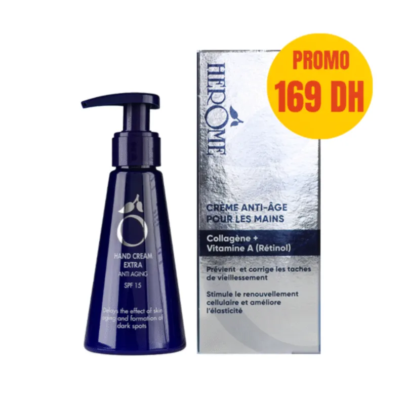 Herôme Crème Mains Anti-Âge Anti-Pigmentation Collagène + Vitamine A (Rétinol)- 120 ml –  | Parasativa Maroc