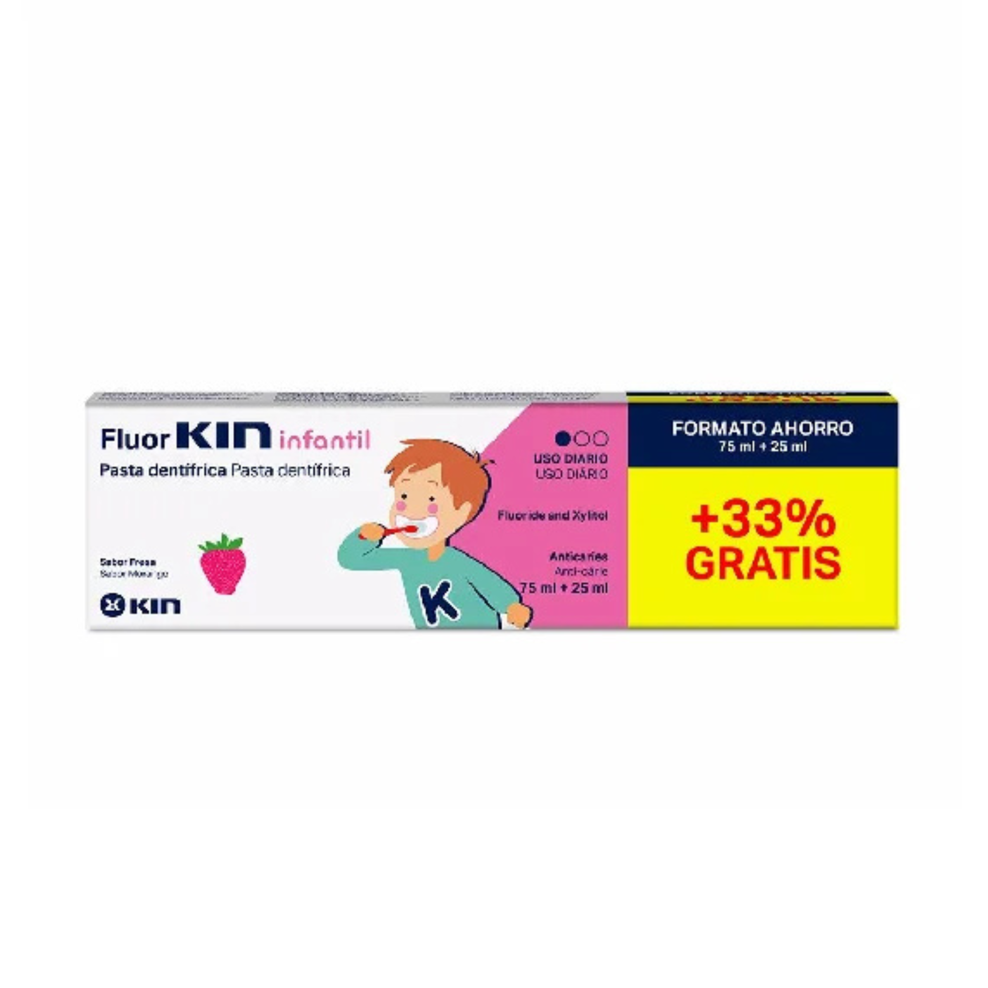 KIN FLUOR DENTIFRICE PATES ENFANT FRAISE 75ML+ 25ML GR –  | Parasativa Maroc